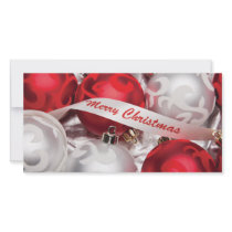 Merry Christmas in Red Silver White photo cards