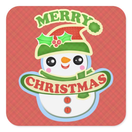 merry christmas kawaii snowman gift stickers zazzle merry christmas kawaii snowman gift stickers zazzle