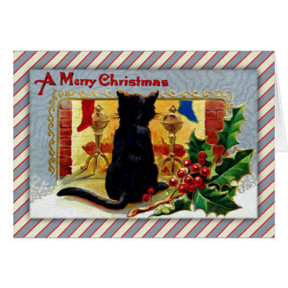 Christmas Black Cat Cards | Zazzle