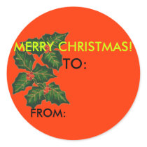 Merry Christmas label present stickers: To & From!