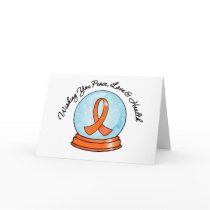 Merry Christmas Leukemia Ribbon Snowglobe Greeting Cards