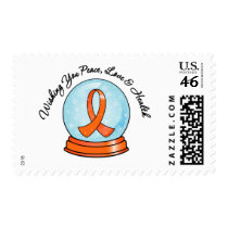 Merry Christmas Leukemia Ribbon Snowglobe Stamp
