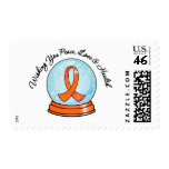 Merry Christmas Leukemia Ribbon Snowglobe Stamp