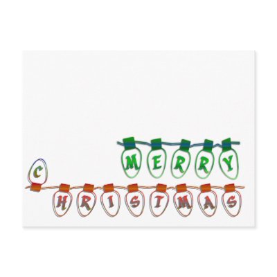 merry christmas light bulbs postcards