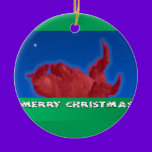 Merry Christmas Llama Rolls in Dirt Bath ornaments