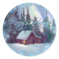MERRY CHRISTMAS LOG CABIN by SHARON SHARPE stickers