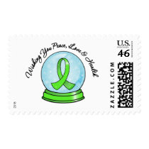 Merry Christmas Lymphoma Ribbon Snowglobe Stamp