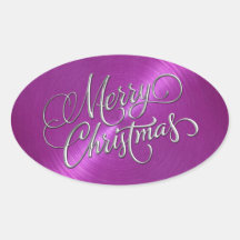Merry Christmas Magenta Embossed Look Stickers