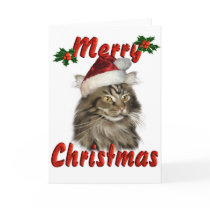 Merry Christmas Maine Coon Cat cards
