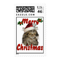 Merry Christmas Maine Coon Cat postage by staril Merry Christmas Maine Coon Cat postage