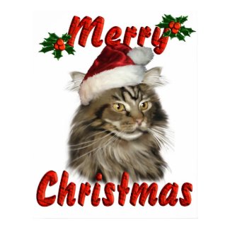 Merry Christmas Maine Coon Cat print