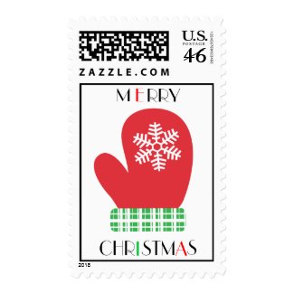 Merry Christmas Mitten Postage Stamps