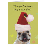 Merry christmas mom and dad french bulldog card
