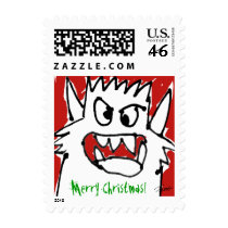 Merry Christmas Monster Cartoon Custom Postage stamps