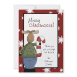MERRY CHRISTMAS MOOSE Xmas Thank you Card Personalized Invite