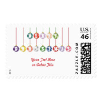 Merry Christmas Multicolored Glass Ball Ornaments Stamp