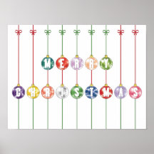 Merry Christmas Multicolored Glass Ball Ornaments Print
