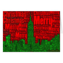 Merry Christmas: NYC Skyline Word Art Card  002