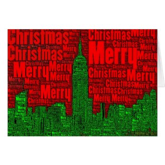 Merry Christmas: NYC Skyline Word Art Card 002