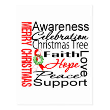 Merry Christmas Oral Cancer Ribbon Collage Postcard