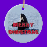 Merry Christmas Orca Whale Spy Hop Christmas Ornam ornaments