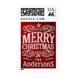 Merry Christmas Ornate Chalk Art Holiday Postage