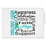 Merry Christmas Ovarian Cancer Ribbon Collage Cards
