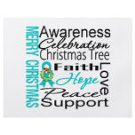 Merry Christmas Ovarian Cancer Ribbon Collage flyers