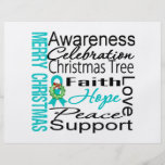 Merry Christmas Ovarian Cancer Ribbon Collage Custom Flyer