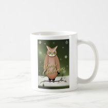 Merry Christmas Owl Green Mug - Seasons Greetings! mugs