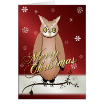 Merry Christmas Owl Red Greeting Card cards