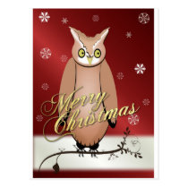 Merry Christmas Owl Red postcards