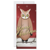Merry Christmas Owl Red Rack Card