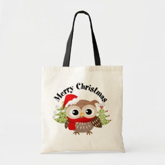 Merry Christmas Owl Tote Bag