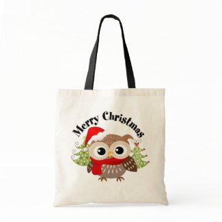 Merry Christmas Owl Tote Bag