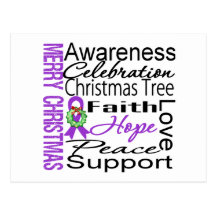 Merry Christmas Pancreatic Cancer Ribbon Collage Post Cards