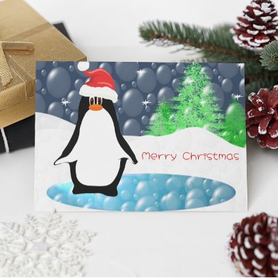 Merry Christmas Penguin - Greeting Cards by samack
