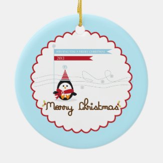 Merry Christmas {penguin} Ornament