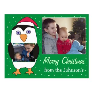 Merry Christmas Penguin Photo Postcards