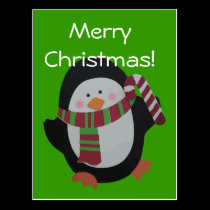 Merry Christmas Penguin Postcard postcards