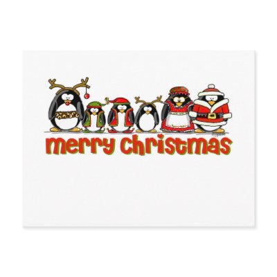Merry Christmas Penguins postcards