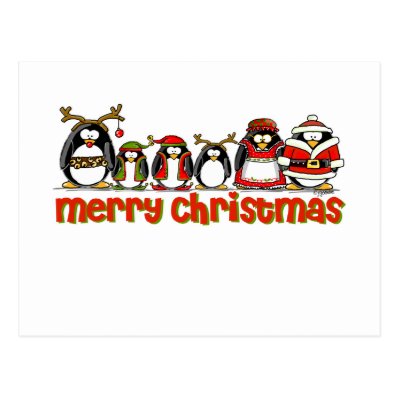 Merry Christmas Penguins Postcard