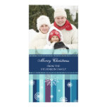 Merry Christmas Photo Card Stripes & Snowflakes
