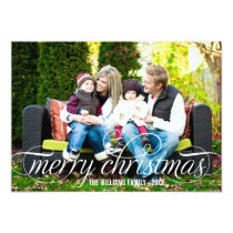 Merry Christmas Photo Card | White Script Overlay Personalized Invitation