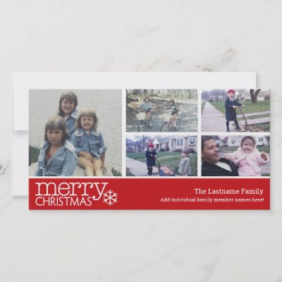 Merry Christmas Photo Card with 5 photo collage