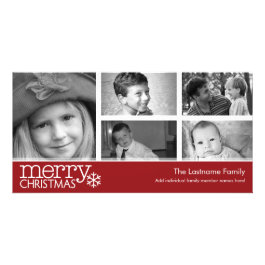 Merry Christmas Photo Card with 5 photo collage