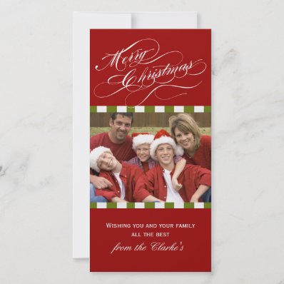 Merry Christmas Photo Cards Red Green Stripe