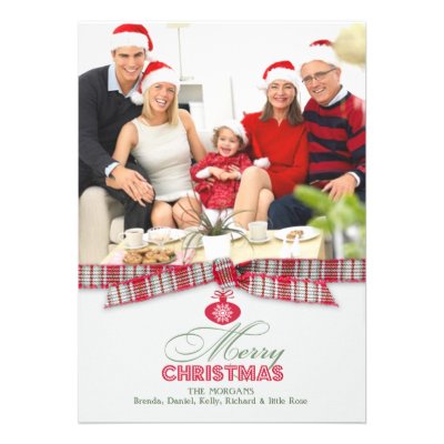 Merry Christmas Photo Ribbon Flat Card