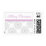 Merry Christmas Pink and White Snowflake Stamp
