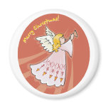 Merry Christmas Pink Angel Refrigerator Magnet